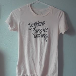 light pink " jughead jones was here" shirt